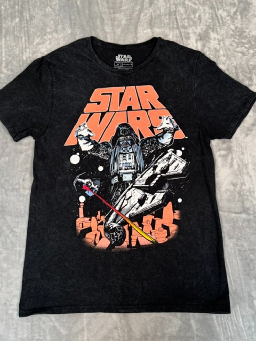 Star Wars Darth Vader Millennium Falcon Acid Wash Graphic T Shirt‎ Mens M EUC